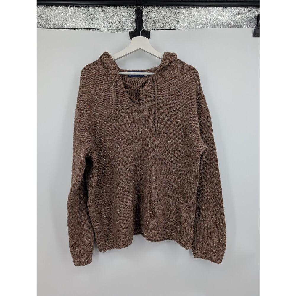 BDG Hooded Sweater Women's Colorful Large Made In USA Wool Blend Chunky Cable **